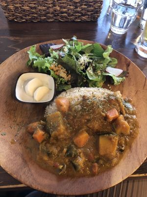 Tomato cononut curry at Veg Out in Kyoto