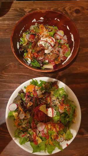 Budda and taco bowl at Veg Out in Kyoto
