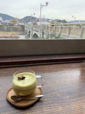 Tumeric latte  at Veg Out in Kyoto