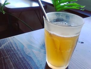 Lemon and green tea kombucha  at Veg Out in Kyoto