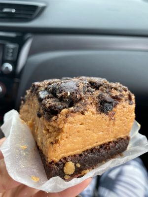 Death bar: brownie base, peanut butter, with Oreo crumble topping at Valhalla Bakery in Orlando