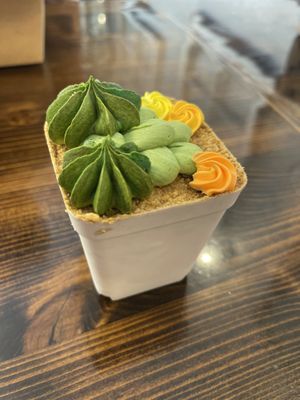 Flower pot - chocolate and white cake with chocolate mousse.   at Valhalla Bakery in Orlando