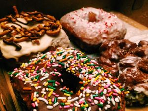 vegan donuts and apple fritter! at Valhalla Bakery in Orlando