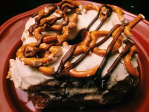 Vegan salted caramel pretzel donut!  at Valhalla Bakery in Orlando