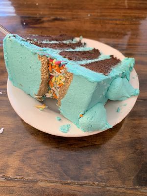 Chocolate cake with vanilla frosting at Valhalla Bakery in Orlando