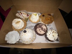 Lavender Vanilla cupcake, Coconut pie, Banana cream pie, chocolate pie, Kitchen Sink cookie, Lemon pie, Almond cake, chocolate cupcake  at Valhalla Bakery in Orlando