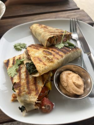 Seitan quasedillas  at VegetaBowl in Koh Tao