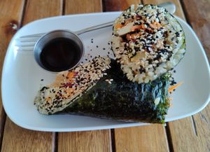 Sushi burrito at VegetaBowl in Koh Tao