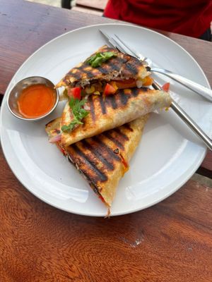 Vegetable quesadilla with vegan cheese at VegetaBowl in Koh Tao