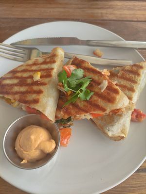 Seitan quesadillas at VegetaBowl in Koh Tao