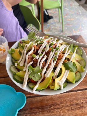 BBQ jackfruit bowl with extra avocado   at VegetaBowl in Koh Tao