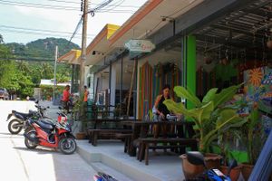 Storefront...easy to find between Main Rd and Beach Road into Sairee... turn at the 7/11.   at VegetaBowl in Koh Tao
