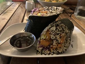 Teriyaki tofu sushi burrito   at VegetaBowl in Koh Tao