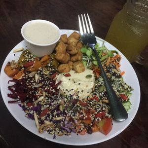 Wellness bowl with crispy tofu at VegetaBowl in Koh Tao