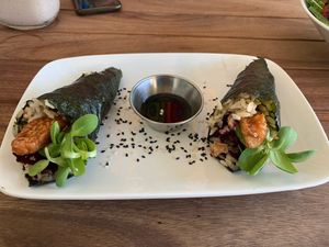 Tempeh Beetroot Sushi Roll at VegetaBowl in Koh Tao