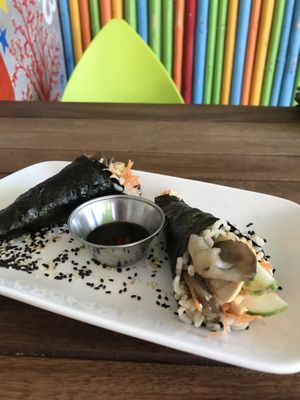 Mushroom hand rolls at VegetaBowl in Koh Tao