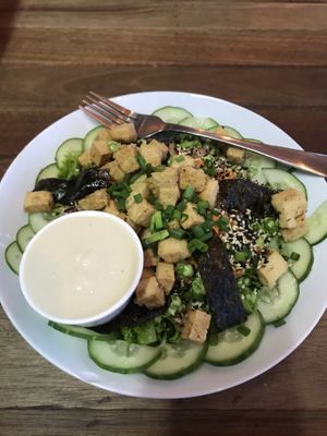 Japanese bowl (brown rice underneath)  at VegetaBowl in Koh Tao