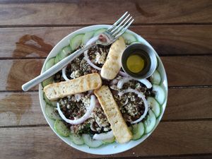 Greek Salad Bowl with extra lentils at VegetaBowl in Koh Tao