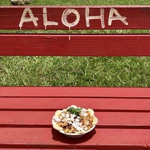 Plenty of seating! She has 10 shaded picnic tables at Kalalea Juice Hale in Anahola