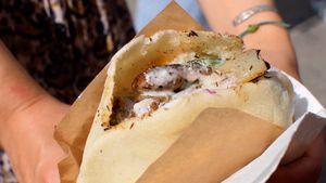 gyro sandwich at Vegan Gyros - Mauer Park - Food Truck in Berlin