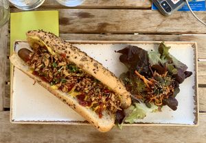Vegan hotdog at Velicious in Strasbourg