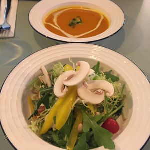 Salad and pumpkin soup  at Green Common Kind Kitchen - Nan Fung Place in Hong Kong Island