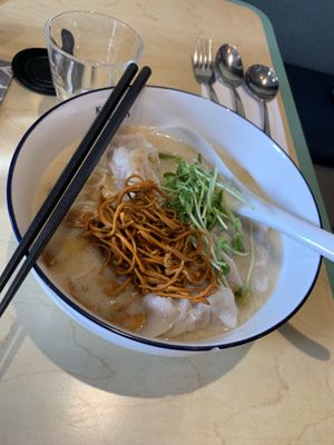 Gyoza ramen with soy broth   at Green Common Kind Kitchen - Nan Fung Place in Hong Kong Island
