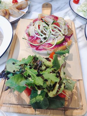 Cute pizza with beyond sausage at Green Common Kind Kitchen - Nan Fung Place in Hong Kong Island