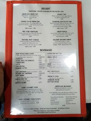 menu 5 at The Lemon Leaf Cafe in Lancaster