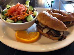 Barbecue burger at The Tin Thistle Garden Cafe in North Bend