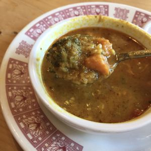 sweet potato mango chutney soup at The Tin Thistle Garden Cafe in North Bend