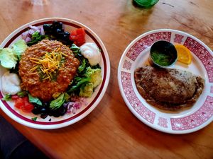 Punjabi salad & pastie.. so good! at The Tin Thistle Garden Cafe in North Bend