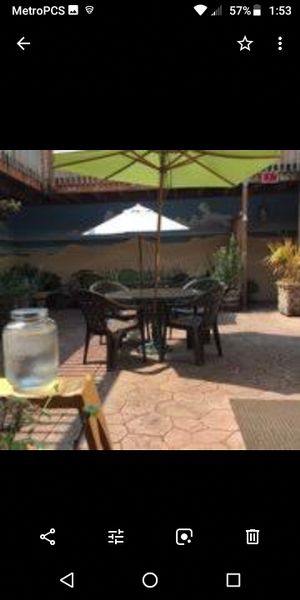 Beautiful outdoor patio at The Tin Thistle Garden Cafe in North Bend