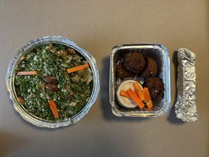 tabbouleh & falafel  at Mamoun's Restaurant in Albany