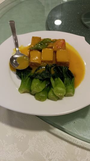 Tofu with pumpkin sauce at Supreme Vege 善心缘 - Bras Basah in Central Singapore