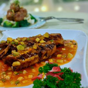 Special Brinjal Served with Sweet and Sour Sauce at Supreme Vege 善心缘 - Bras Basah in Central Singapore