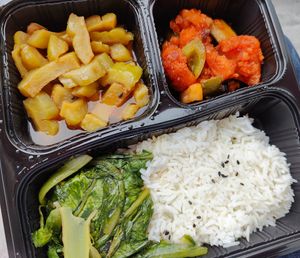 Bento set - rice with vegetables at Supreme Vege 善心缘 - Bras Basah in Central Singapore