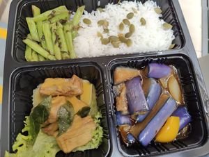 Bento rice set - take away. at Supreme Vege 善心缘 - Bras Basah in Central Singapore