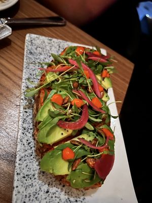 Romesco toast. Lots of flavor, slightest bit of spice  at Avant Garden in New York City