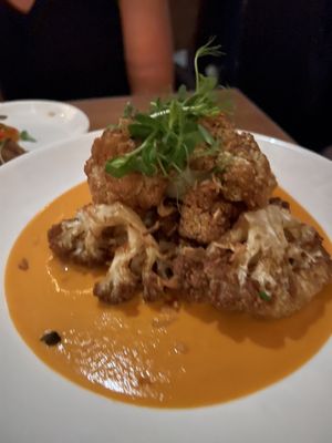 Perfectly crisped scorched cauliflower  at Avant Garden in New York City