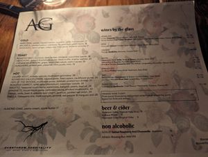 Menu at Avant Garden in New York City