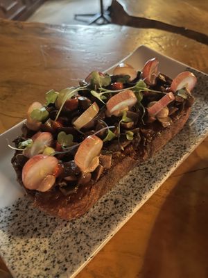 Mushroom fig bruschetta  at Avant Garden in New York City