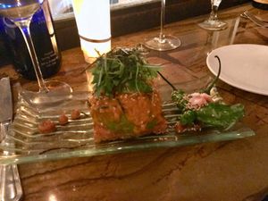 Avocado - carrot ginger dressing, crispy rice, miso glaze at Avant Garden in New York City