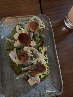 Green bean toast at Avant Garden in New York City