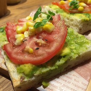 avocado and Tomato open sandwich  at Kaya Kaya Cafe in Taipei