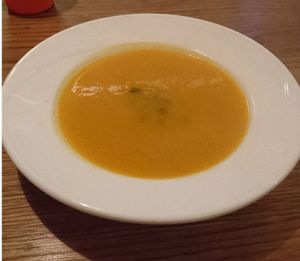 Pumpkin soup at Kaya Kaya Cafe in Taipei