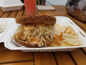 Tempeh reuben at Real Raw Organics in Ocean City