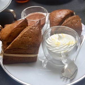 Scones with whipped cream and jam at Shangri-La Hotel - La Bauhinia in Paris