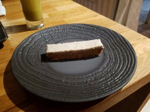 A sample slice of 'Carrot & Coconut' cake  at Vegan Gorilla in Nice