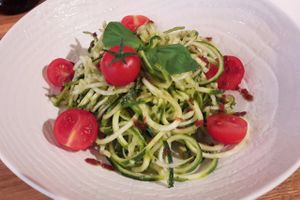 Raw zucchini noodles at Vegan Gorilla in Nice